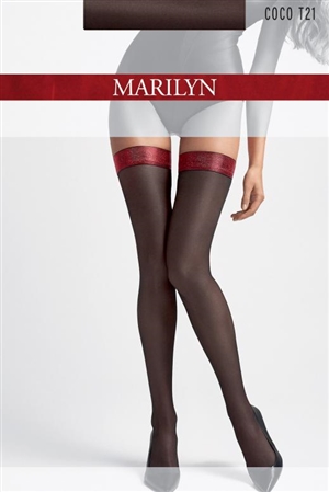 PLAIN SELF-SUPPORTING STOCKINGS WITH THE SHINING COCO T21 RUBBER